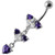 Silver Fancy Studded Jeweled Dangling Belly Ring - Purple