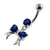Twin Heart Bow Tie Navel Belly Button Piercing - Dark Blue