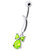 Silver Jeweled Bow Design Navel Ring Body Jewelry - Peridot