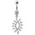 Silver Jeweled Dangling SS Curved Bar Belly Ring Body Jewelry - Clear