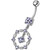 Silver New Fancy Circle Jeweled Dangling Navel Banana Bar Ring - Lavender