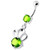 Single Jewel Bow Silver Navel Banana - Peridot
