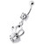 Single Jewel Bow Silver Navel Banana - Clear