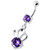 Single Jewel Bow Silver Navel Banana - Purple