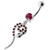 Snake Jeweled Dangling Belly Ring - Red