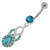 Tear Drop CZ with Fusion Infinity Dangling Navel Belly Button Ring - Aqua
