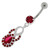 Tear Drop CZ with Fusion Infinity Dangling Navel Belly Button Ring - Red