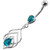Tear Drop Jewel in Lotus Leaf Belly Button Ring - Aqua