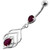 Tear Drop Jewel in Lotus Leaf Belly Button Ring - Red