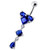 fashionable Jeweled Dangling With SS Bar Navel Body Jewelry Ring - Dark Blue