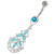 Three Steps Jeweled Chandelier Navel Belly Button Ring - Aqua
