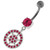 Sterling Silver Multi jeweled Round Pattern Belly Ring - Pink