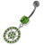 Sterling Silver Multi jeweled Round Pattern Belly Ring - Peridot