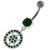 Sterling Silver Multi jeweled Round Pattern Belly Ring - Emerald