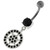 Sterling Silver Multi jeweled Round Pattern Belly Ring - Black