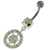 Sterling Silver Multi jeweled Round Pattern Belly Ring - Rainbow