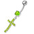 Sterling silver Jeweled Cross Dangling Navel Ring - Peridot