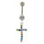 Sterling silver Jeweled Cross Dangling Navel Ring - Mixed