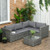 Outsunny 3Pcs Rattan Corner Sofa Set Coffee Table Garden Furniture w/ Cushion
