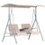 Outsunny 2 Person Covered Patio Swing with Pivot Table & Storage Console Beige