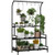 Outsunny 3 Tiered Plant Rack Stand with Hanging Hooks for Indoor Outdoor Use