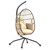 Outsunny Egg Chair Outdoor Indoor Garden Swing Chair, Folding Basket - Khaki
