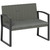 Outsunny 2 Seater Rattan Garden Bench with Cushion, Steel Frame - Dark Grey