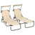 Outsunny 2 Piece Folding Sun Loungers with Adjustable Backrest - Tan Brown