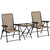 Outsunny 3 Pieces Folding Garden Bistro Set with Cup Holders - Khaki