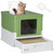 PawHut Hooded Cat Litter Box, Pet Toilet w/ Scoop, Tray - Light Green