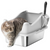 PawHut Stainless Steel Cat Litter Box with High Sides, 43 x 33 x 25 cm - 43.1L x 33.2W x 25.4H cm