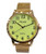 Pelex Mens Big number Gold Case Night Glow Dial Gold Bracelet Strap Quartz Watch