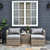 Outdoor Rattan Armchair Set - 5 Pcs PE Wicker Seating with Cushions & Table - Grey