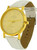 Relda Women Jumbo Goldtone Dial & Leather Strap Watch - White REL63