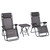 Premium 3PC Zero Gravity Chairs Sun Lounger Table Set Cup Holders | Dark Grey Outsunny