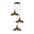 3 Head Vintage Industrial  E27 Ceiling Hanging Light  Shade Metal Pendant Lamp - without bulb / Brushed copper