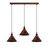 Vintage Industrial Rustic Red 3 Head Reactangle Base Pendant Cord E27 Metal Brushed Light Fitting Cone Shape Lamp Shade