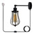 Modern Industrial Black Loft Metal Plug in wall Lamp Shade Wire Cage 4m Rapper cable with dimmer switch - Balloon - with bulb