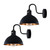 Modern Industrial Swan Neck Metal Arm E27 Sconce Wall Light Set Fixture for Living Room Dining Room Kitchen. - with bulb / Black inner gold
