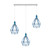 Pendant Industrial Ceiling Light Fitting, Metal Open Style Vintage Lamp Shade - with bulb / Blue