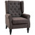 Retro Accent Chair Wingback Armchair with Wood Frame for Living Room Brown