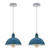 Vibrant Cyan Blue Metal Lamp Shade Pendant Light - 2 Pack, 21cm, Sturdy, Spray Painted, White Interior