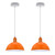 Sturdy Metal Dome Pendant Lights - Set of 2, Loft Style, Spray Painted Finish, Inner White, 21cm, E27 Bulb Socket