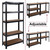 Sturdy steel Frame 4 Layers Garage Shelving 5 Thick MDF shelves - Black