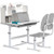 AIYAPLAY Kids Desk and Chair Set w/ Tiltable Desktop Reading Rack - Grey