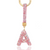 Initial Letter Baby Pink Crystal Glam Key Ring