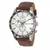 Henley Mens Polished Silver Sports Multi Eye White Dial Brown Leather Strap Watch H03016.2