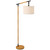 HOMCOM Floor Lamp: 350° Rotating Lampshade, LED Bulb, Brown - Professional Quality