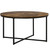 Industrial Round Side Table with Metal Frame, Large Tabletop, Rustic Brown