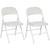 HOMCOM 2 Pack Padded Folding Chairs with Cushioned Seat and Metal Frame White